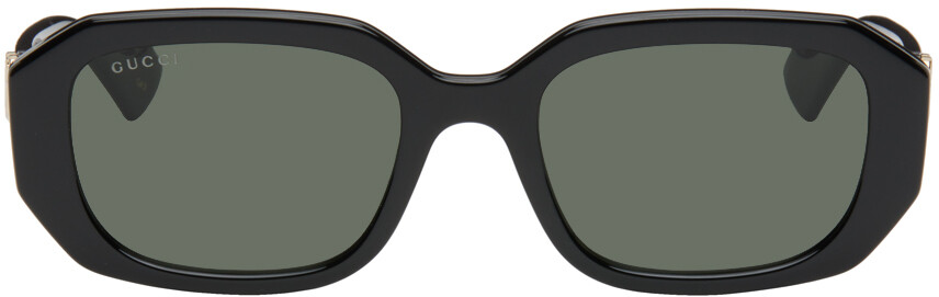 

Черные прямоугольные солнцезащитные очки Gucci, цвет Black
