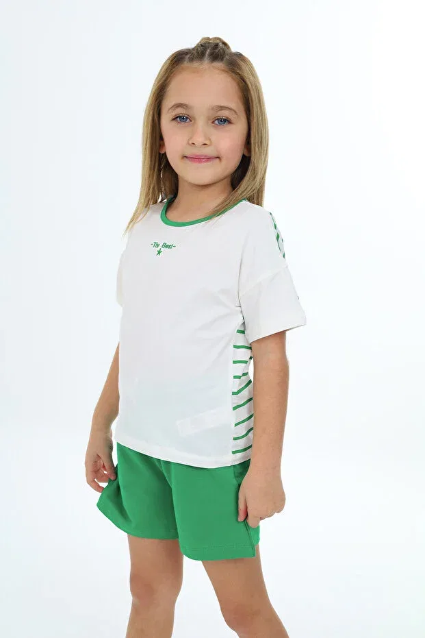 Детский комплект шорт с вышивкой The Best Toontoy, Grass Green — фото 2