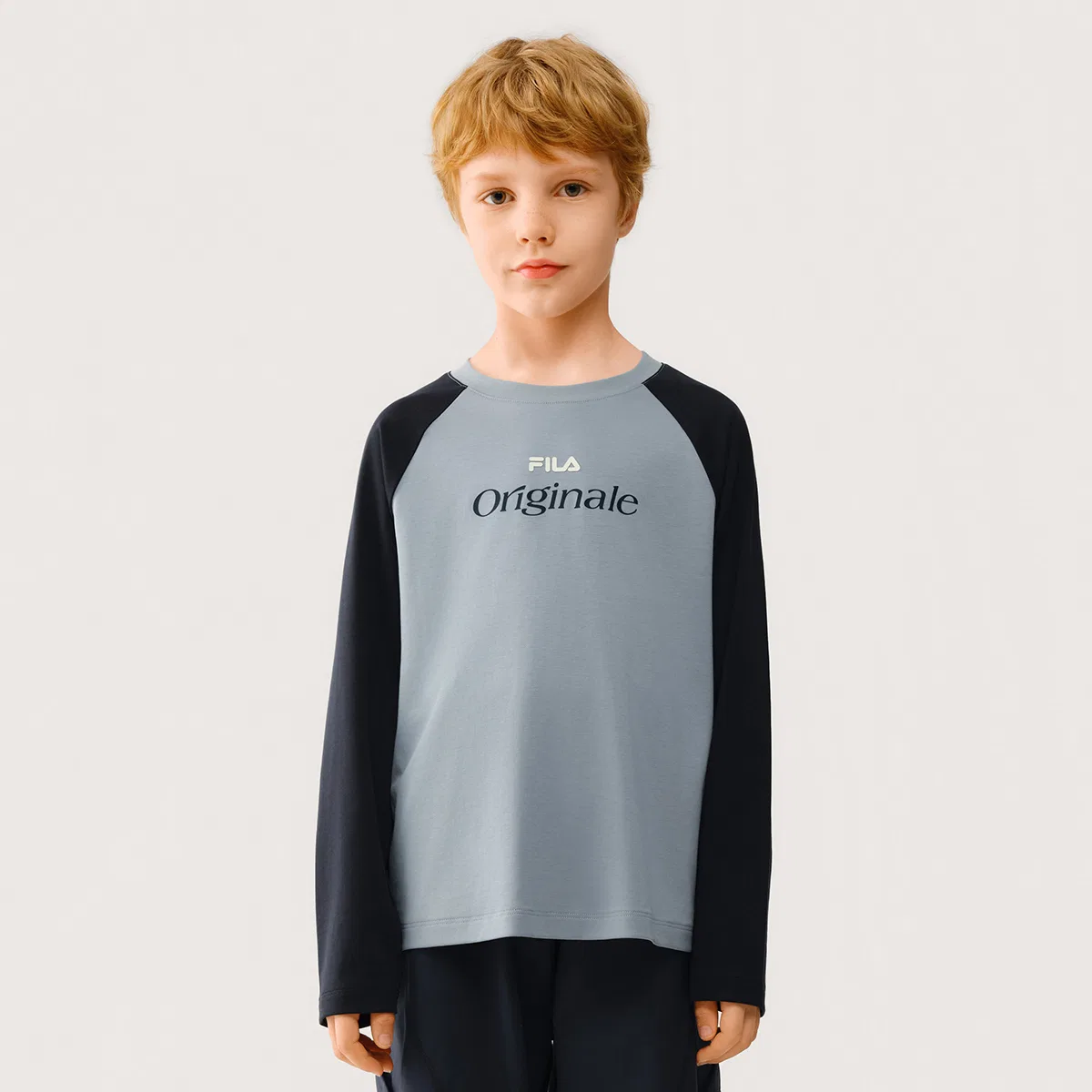 Футболка с круглым вырезом, тонкая стрейч, FILA KIDS, Foot Carbon Gray — фото 4