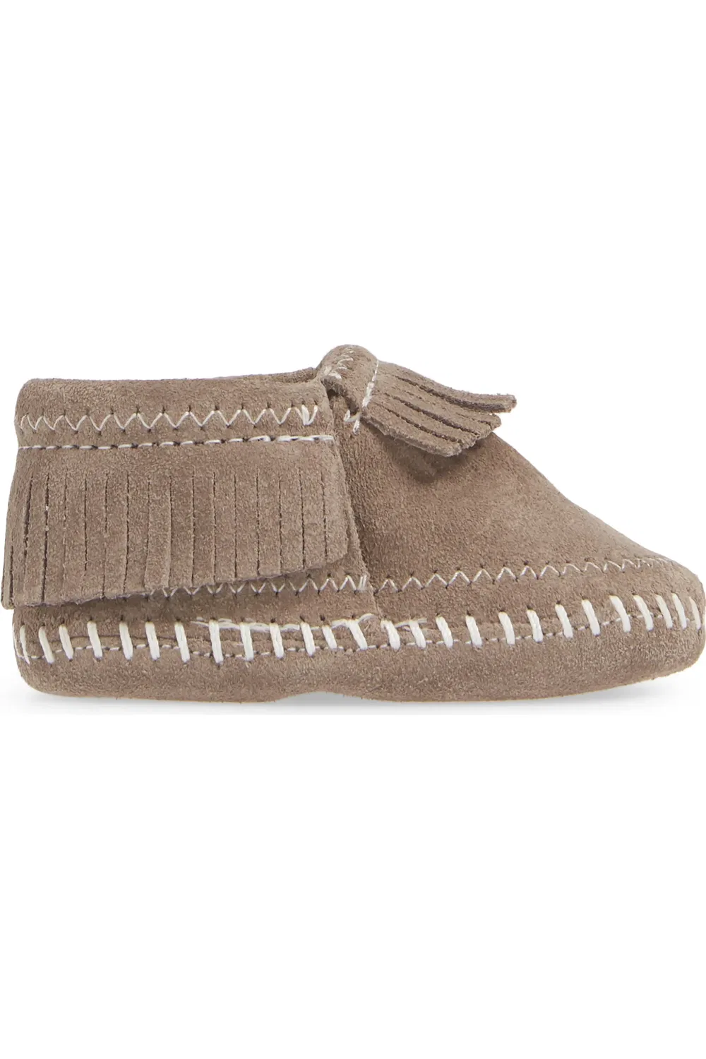 Детские пинетки ботинки с бахромой Riley Minnetonka, серый — фото 3