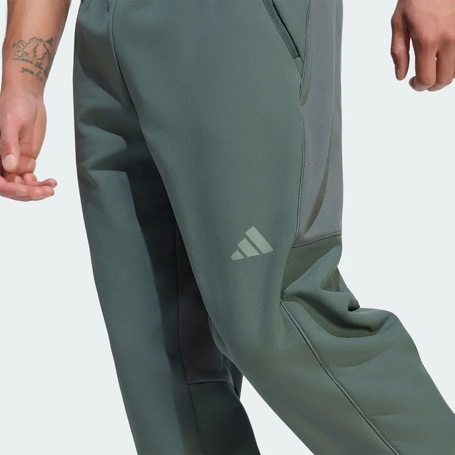 Спортивные брюки ADIDAS PERFORMANCE Tapered Workout Pants 'D4T' темно-зеленого цвета — фото 3