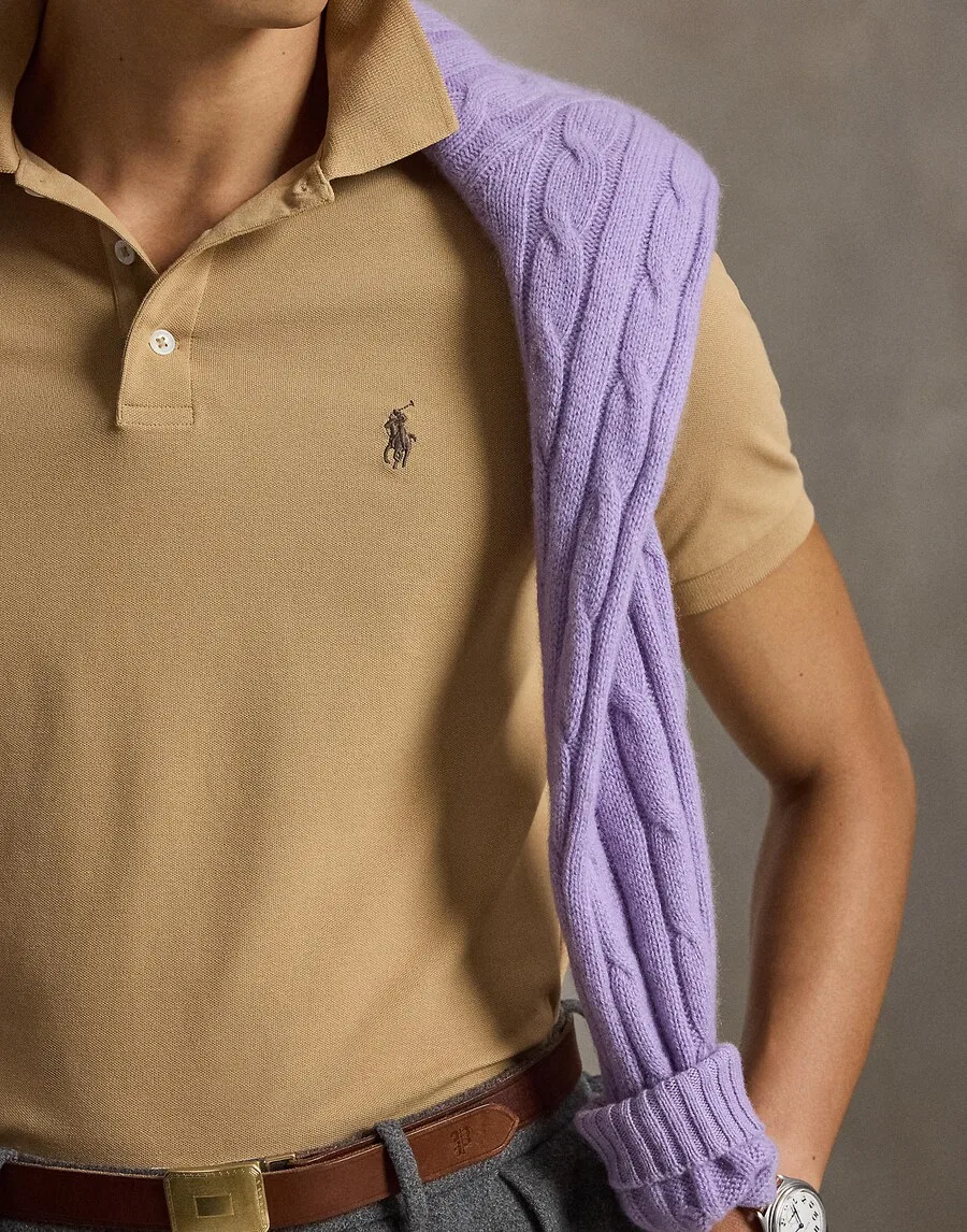 Футболка Polo Ralph Lauren светло-коричневого цвета — фото 3