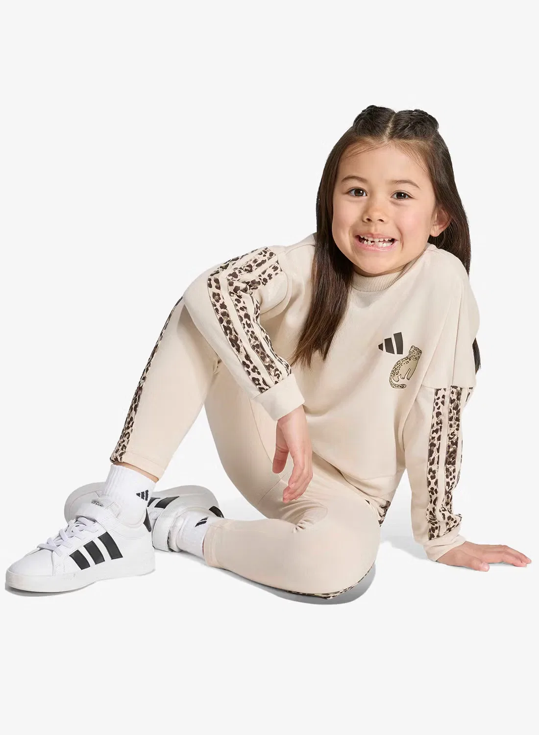 Комплект детский с принтом Animal Leggings Set Adidas, коричневый — фото 3