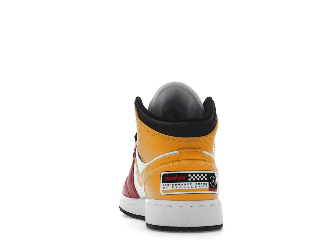 Детские кроссовки Lifestyle с цветовой блокировкой Jordan 1 Mid SE Jordan, White/Varsity Red/Yellow — фото 4