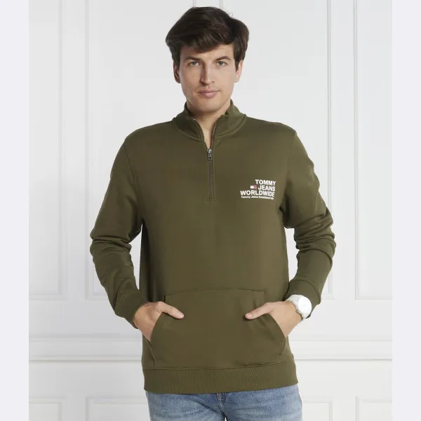 Толстовка обычного кроя с полумолнией и графическим рисунком Tommy Hilfiger, зеленый — фото 2