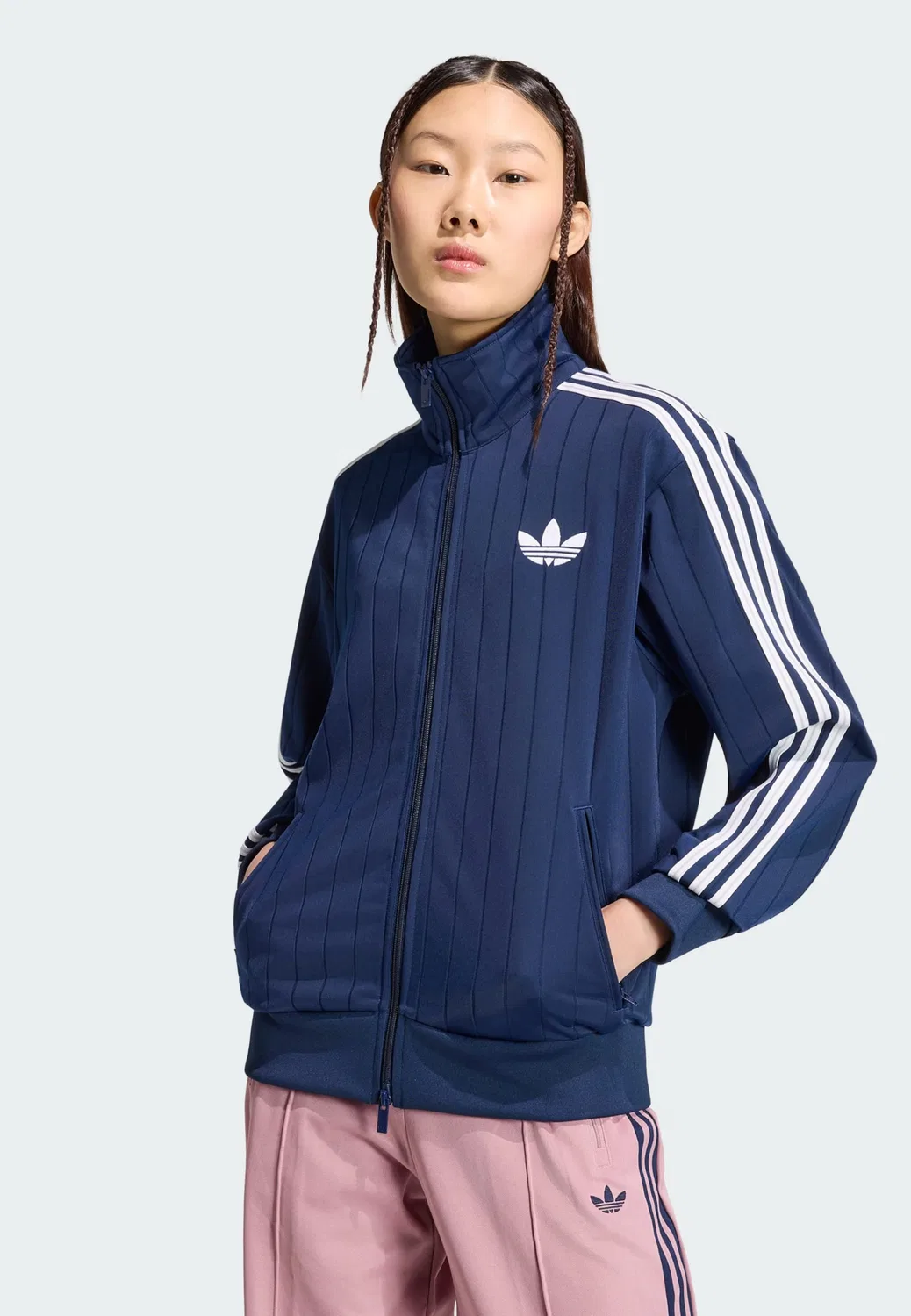 Толстовка на молнии Adidas Originals Firebird темно-синего цвета — фото 2
