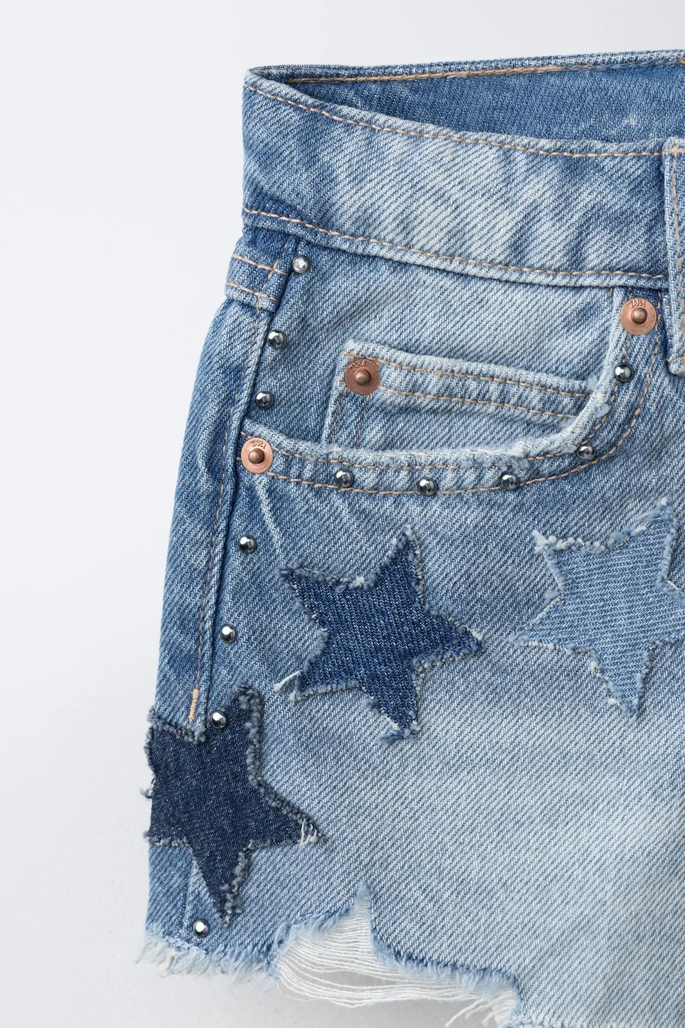 Шорты-бермуды из джинсовой ткани Star ZARA, Blue — фото 4