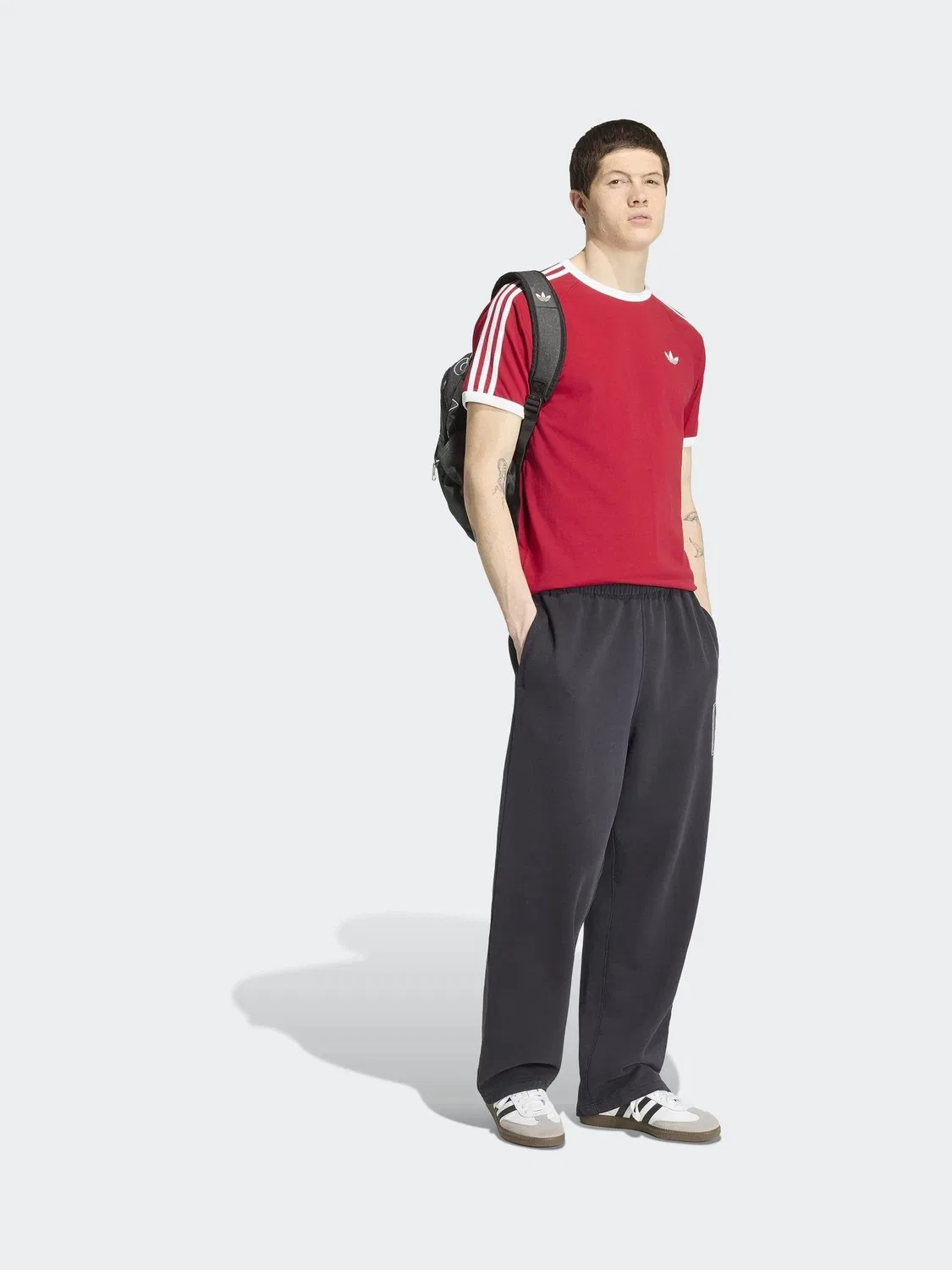 Футболка с 3-полосками, adidas Originals, бордовый — фото 3