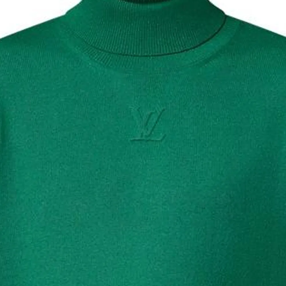 Мужской кашемировый свитер с водолазкой Lv Embossed LOUIS VUITTON, Green — фото 4