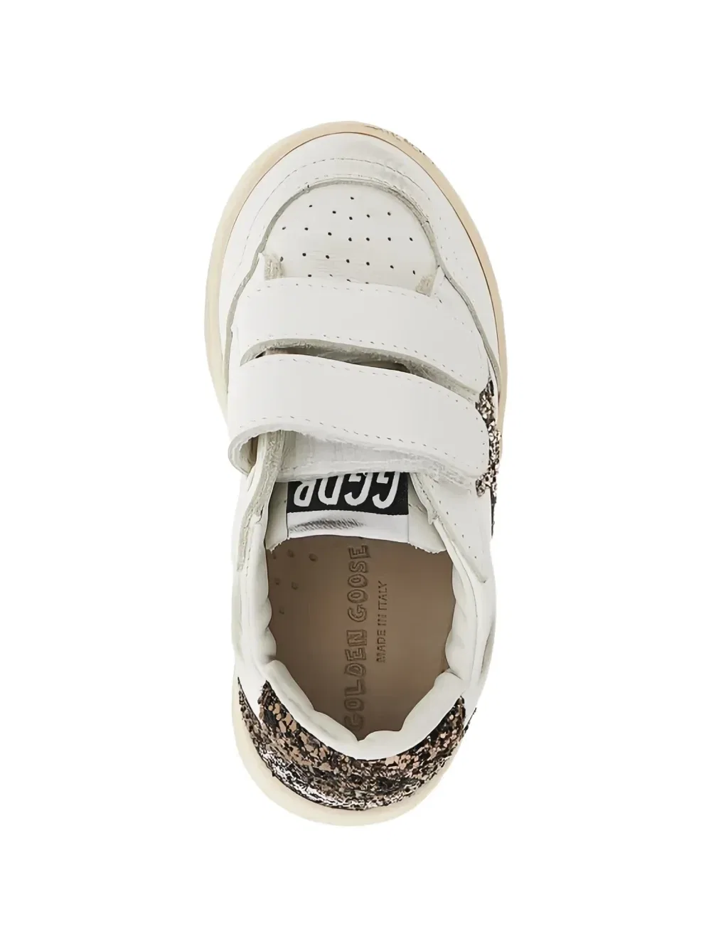 Кроссовки из кожи с блестками Ball Star Golden Goose Kids, белый — фото 2