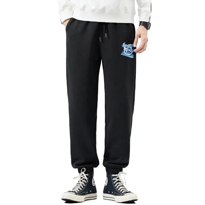 Детские брюки повседневные с манжетами Graffiti Blue Bear Pants Logo MINISO, Gray (B Graffiti Blue Bear Pants Logo) — фото 3