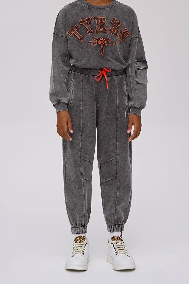 Детские спортивные штаны для девочек серые Tyess, Gray — фото 3