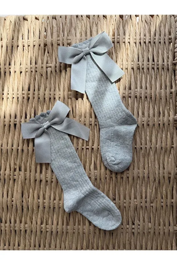 Детские носки для девочек с бантиком Myluni, Gray