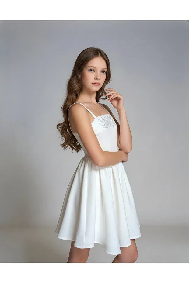 Детское платье для девочек с камнями Thejojodesign, White