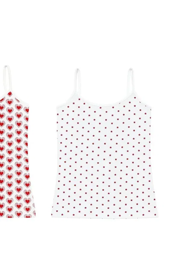 Детский комплект маек для девочек хлопковый 3-Pack combed cotton girls' undershirts Saraç Yıldız, Çok Renkli — фото 4