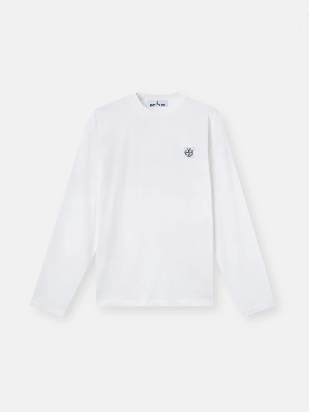 Мужской лонгслив Stone Island Regular Fit With Tonal Compass Logo Patch, белый — фото 2