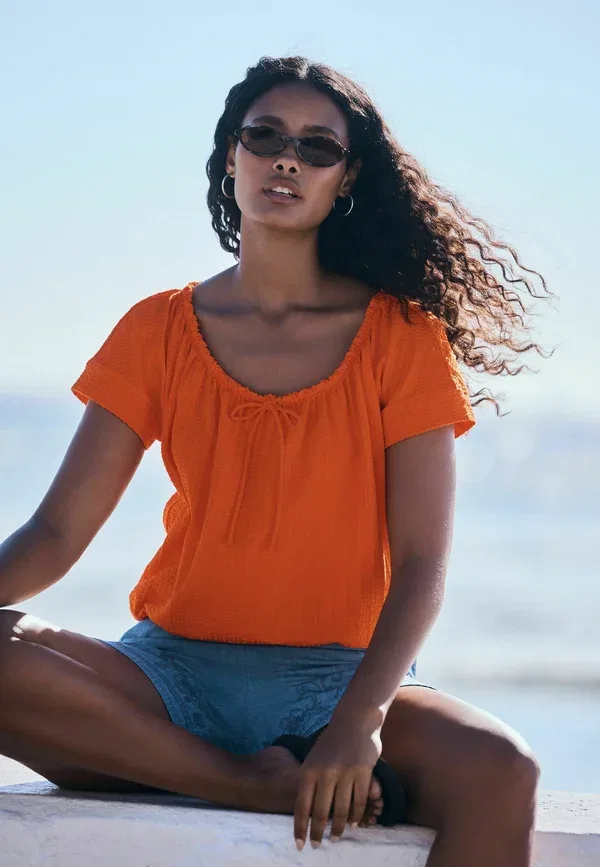 Блузка хлопковая Petite fit Next, Orange, оранжевый
