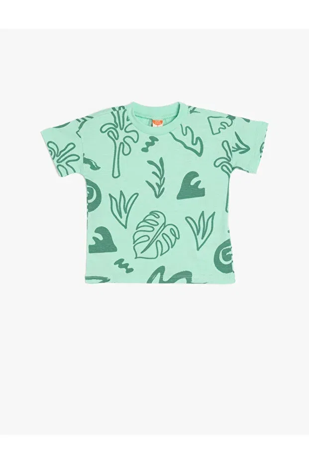 Детская футболка с коротким рукавом для мальчиков Koton, Green Patterned