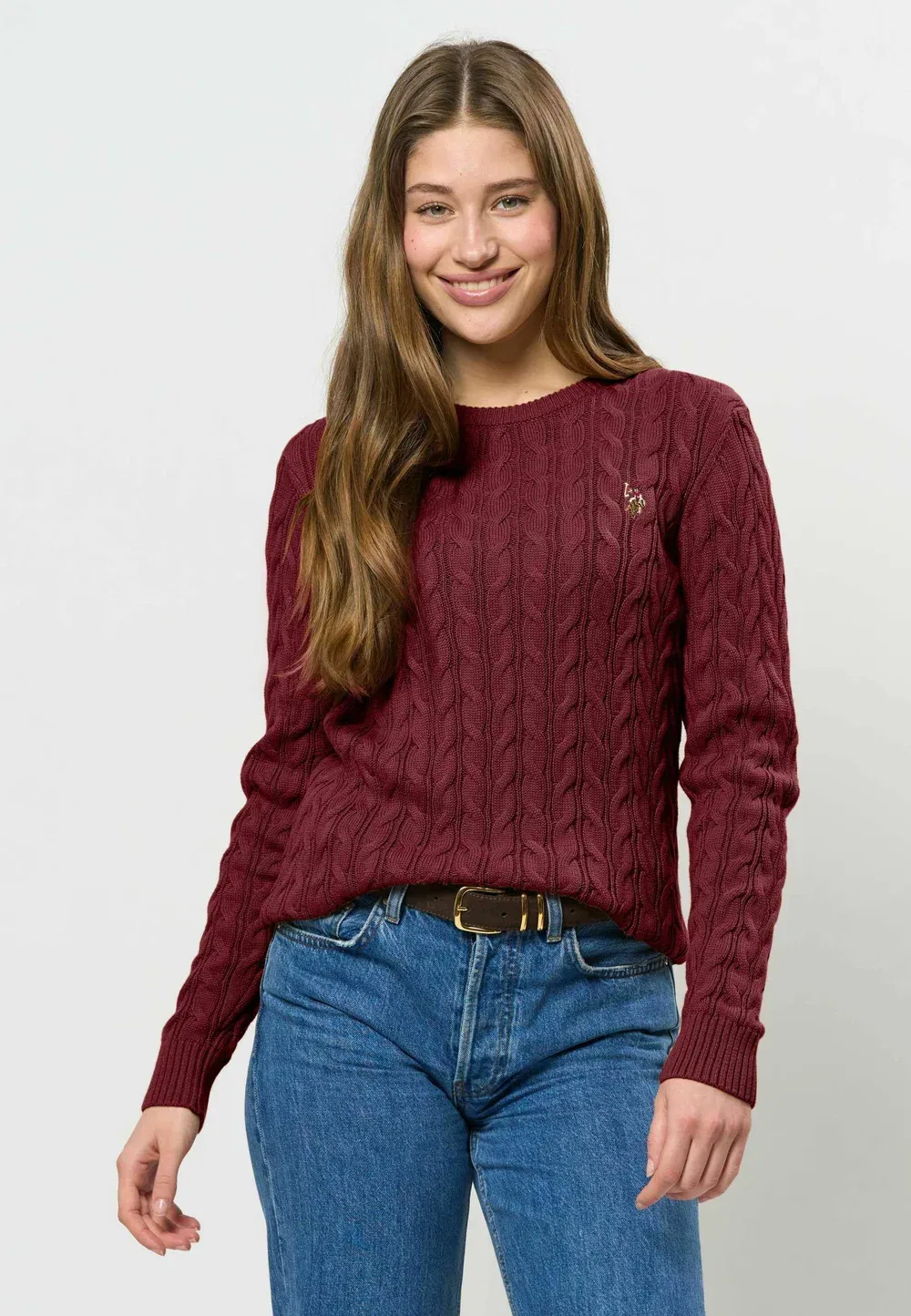 Свитер Мадлен Кейбл U.S. Polo Assn., Tawny Port