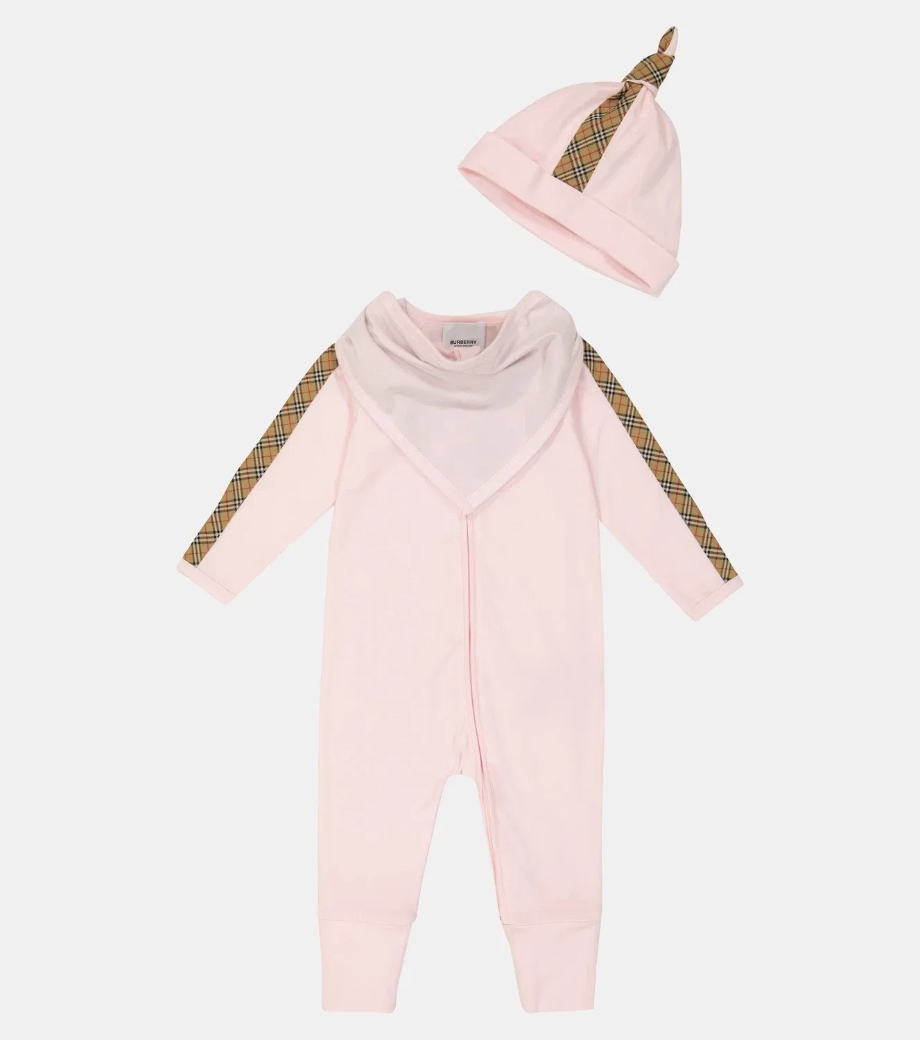 Комплект из 3 комбинезонов в клетку Burberry Kids, розовый — фото 2