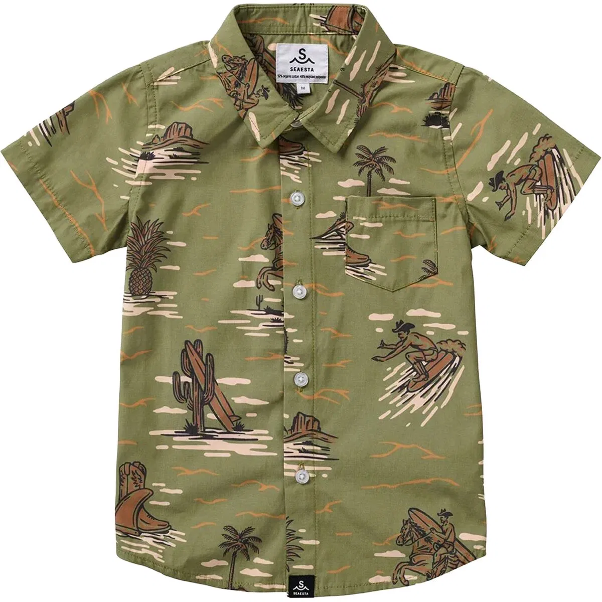 Детская рубашка с принтом Surfing Cowboy Button Up Seaesta Surf, Cactus