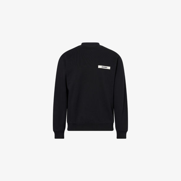 

Хлопковый джерси свитшот с круглым вырезом и рубчиком Jacquemus, черный