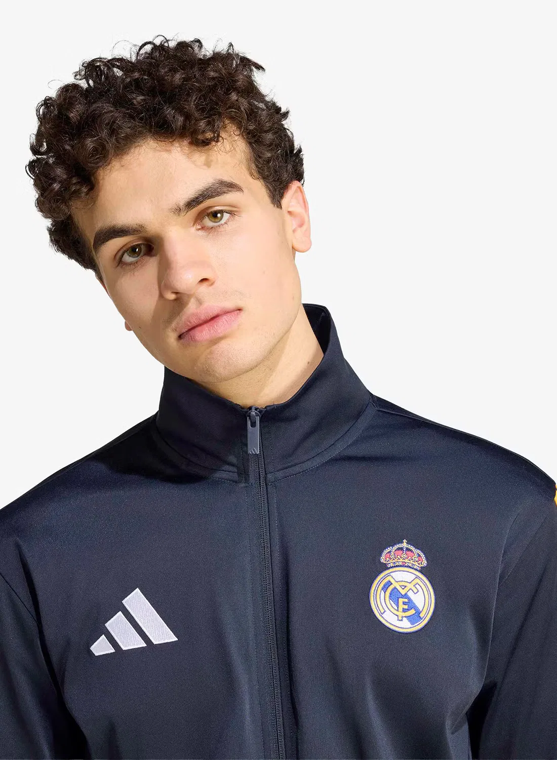 Куртка спортивная с воротником-стойкой Real Madrid DNA Adidas, черный — фото 3