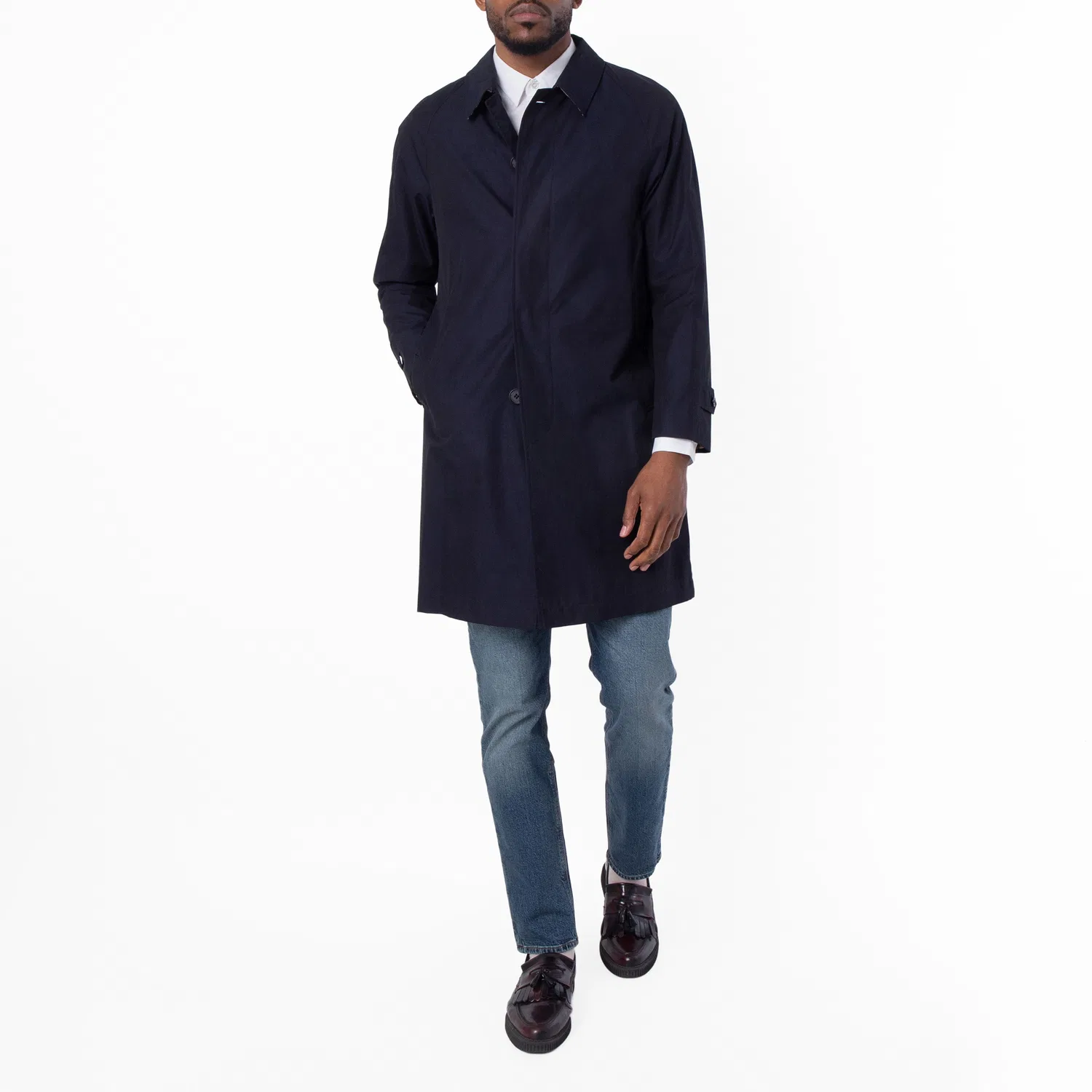 Пальто-кейп Mid-Length Camden Car Coat Burberry, Blue Carbon