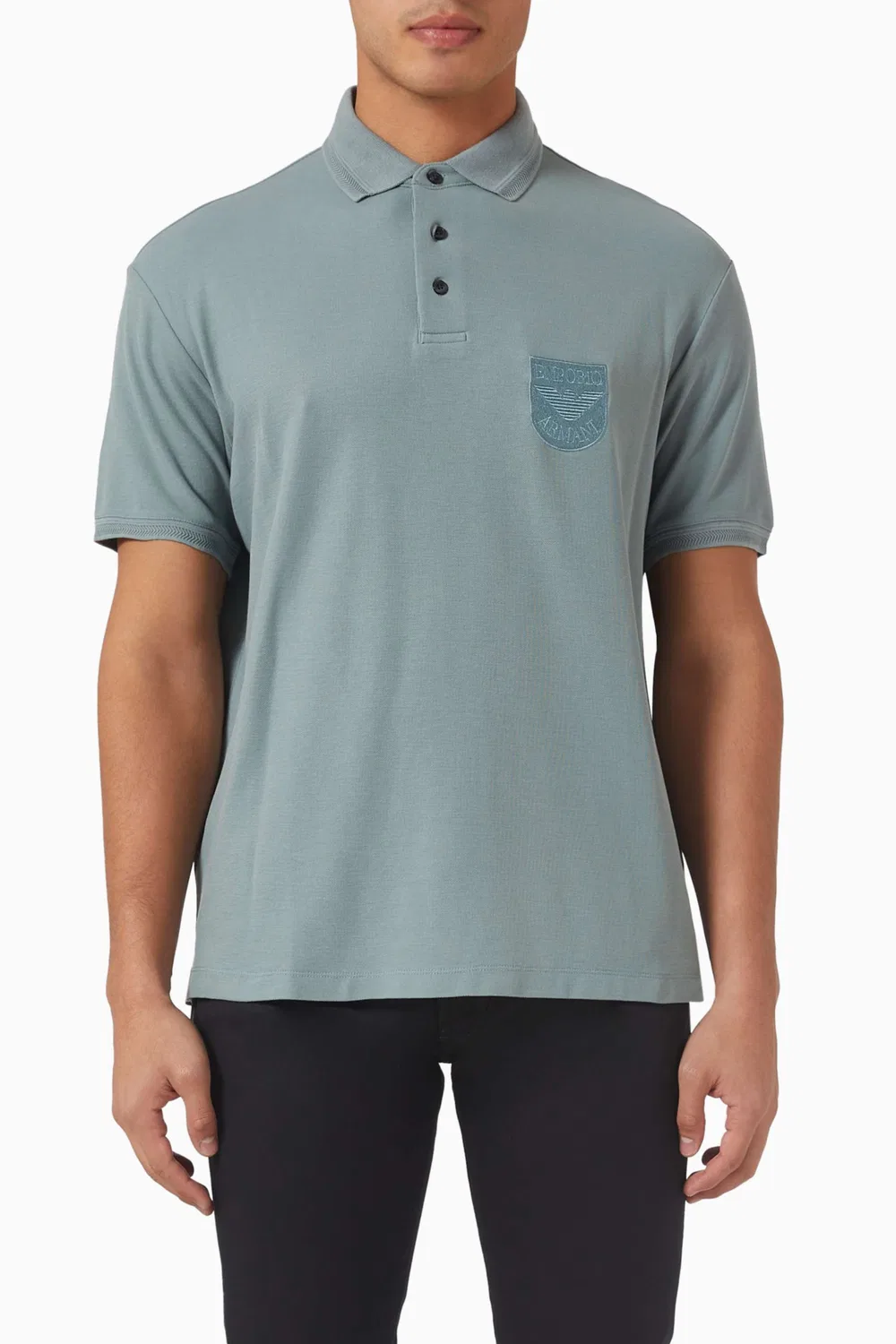 Поло хлопковое пике Logo Emporio Armani, синий