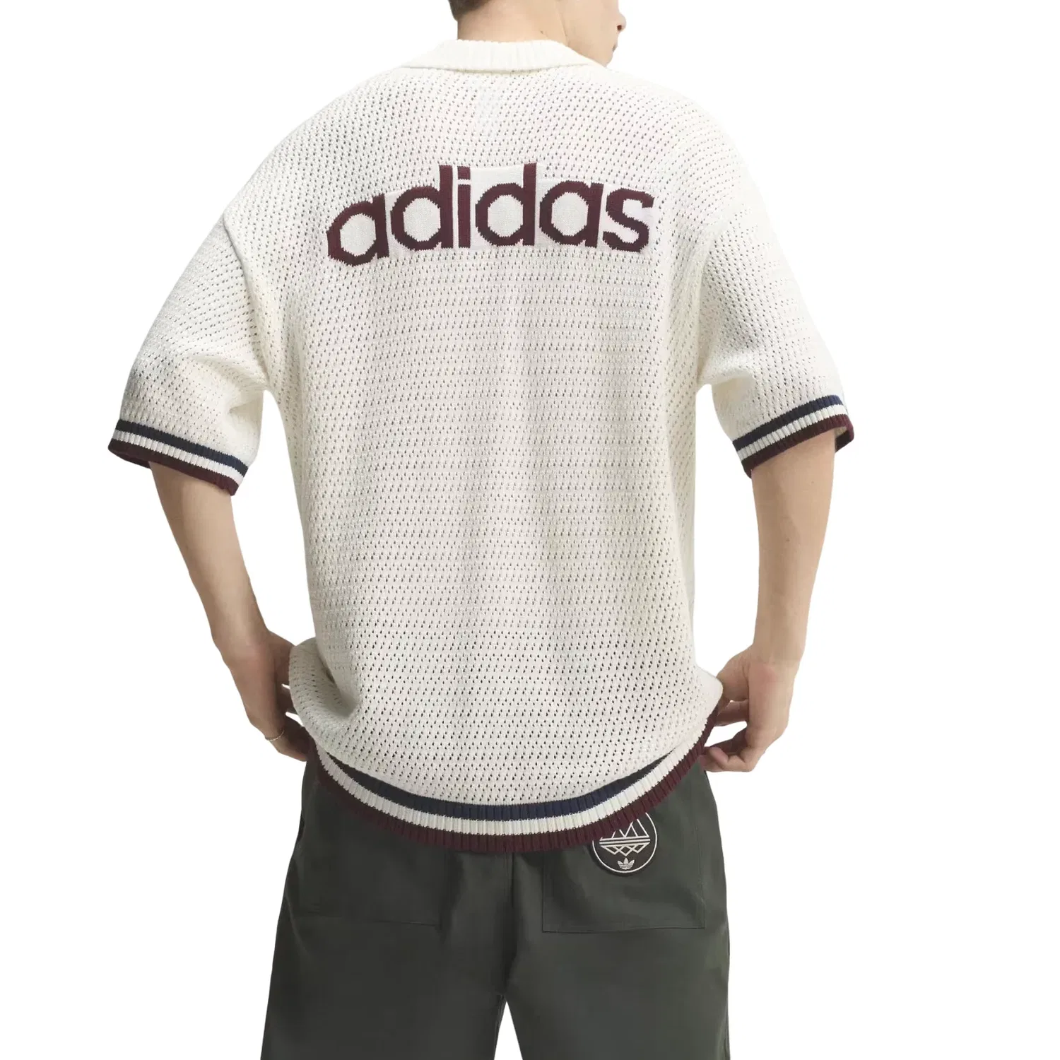 Мужская игровая майка Crochet Jersey Asia Sizing 'Cloud White' adidas, Cloud White — фото 2