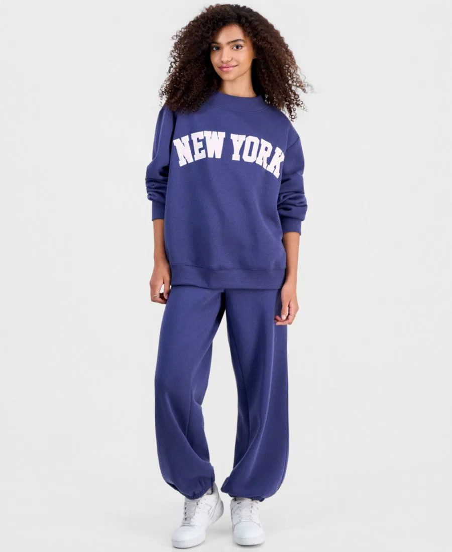Свитшот женский с вышивкой New York, модель Embroidery Mockneck Madden Girl, Crown Blue — фото 3