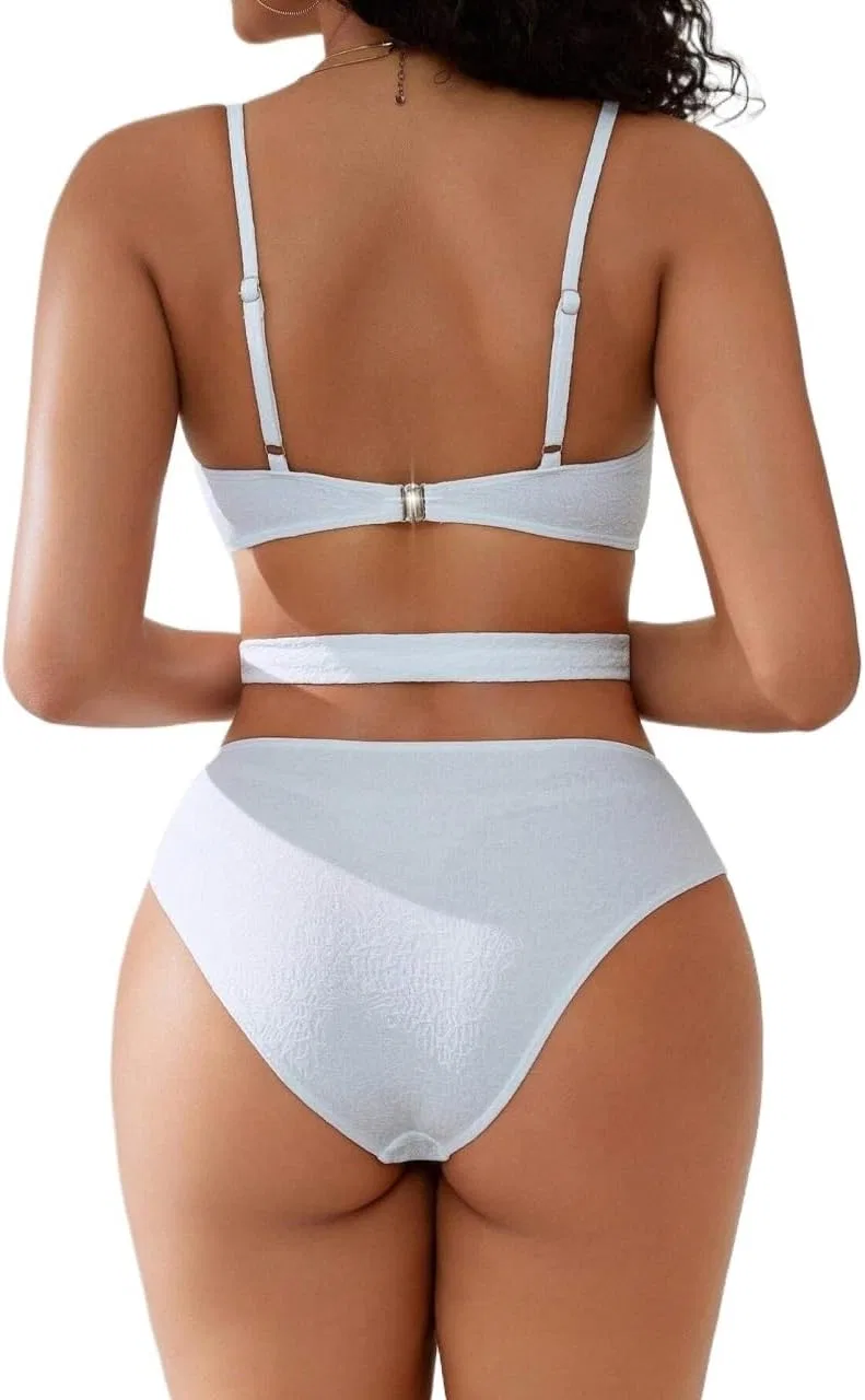 Женский цельный купальник с вырезом и узлом Rib Knit, White
