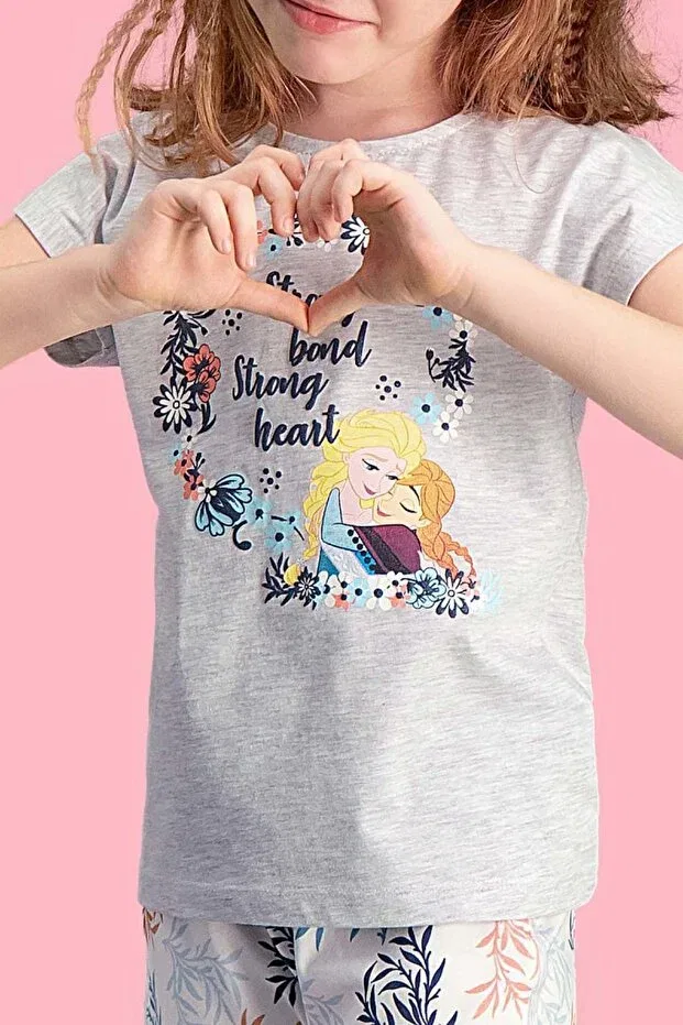 Детские шорты для девочек с принтом Elsa Frozen, Light Gray — фото 2