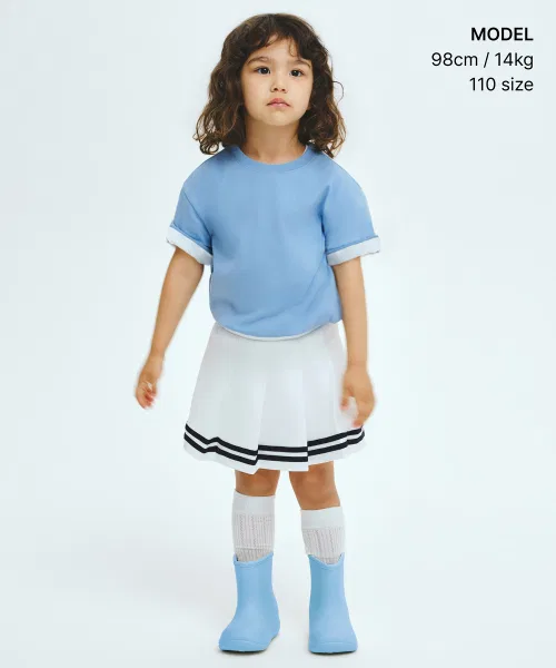 Детская футболка с коротким рукавом Relaxed Crew Neck T-Shirt MUSINSA STANDARD KIDS, Sky Blue — фото 2