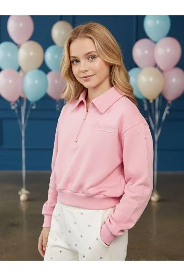 Детские свитшот для девочек с длинным рукавом Zekids, Pink — фото 4