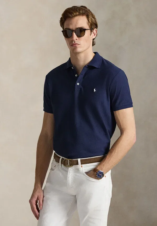 Поло хлопковое пике Slim Fit Custom Honeycomb-polo Polo Ralph Lauren, Cruise темно-синий