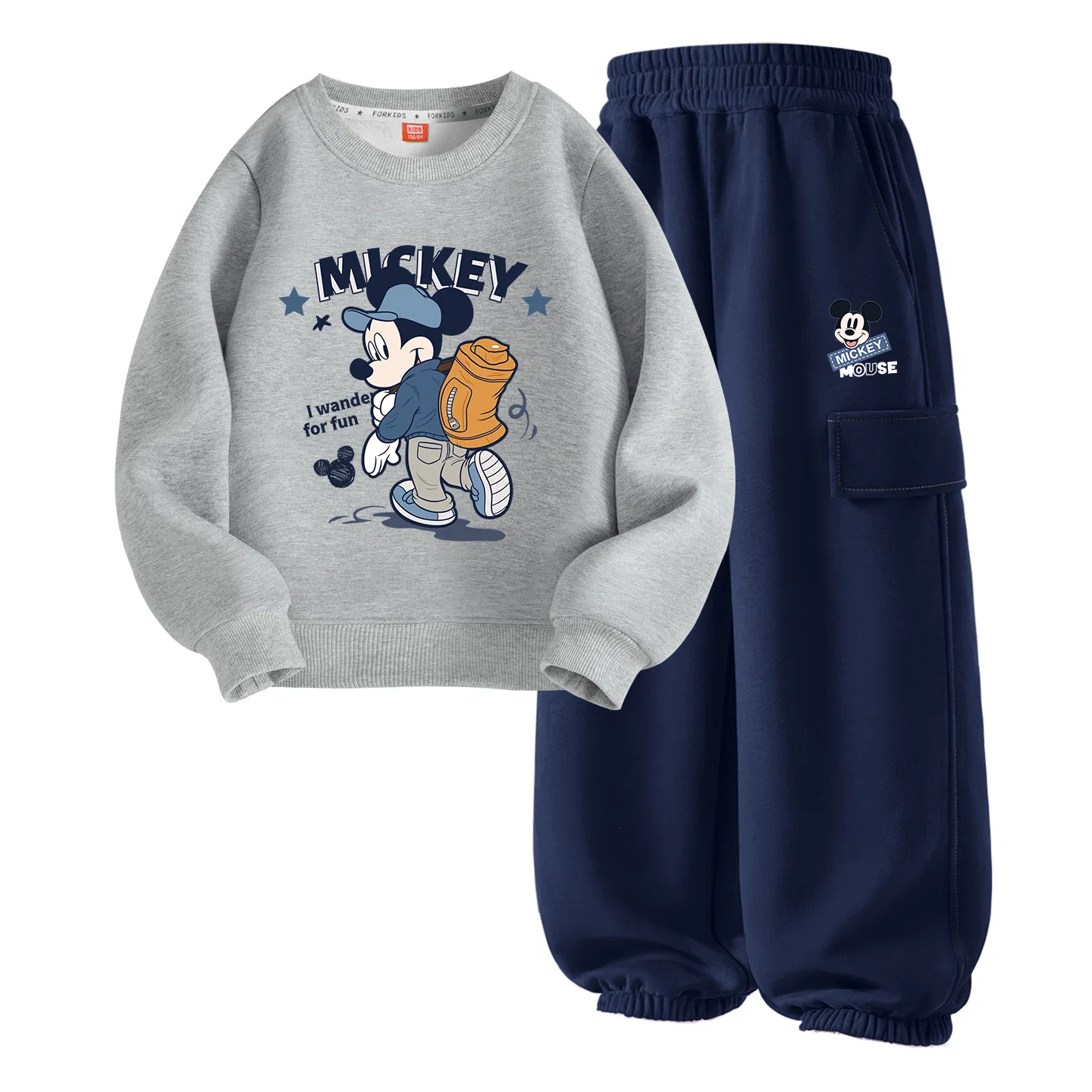 Детский спортивный комплект с принтом Disney, Heather Gray+Happy K Navy Blue