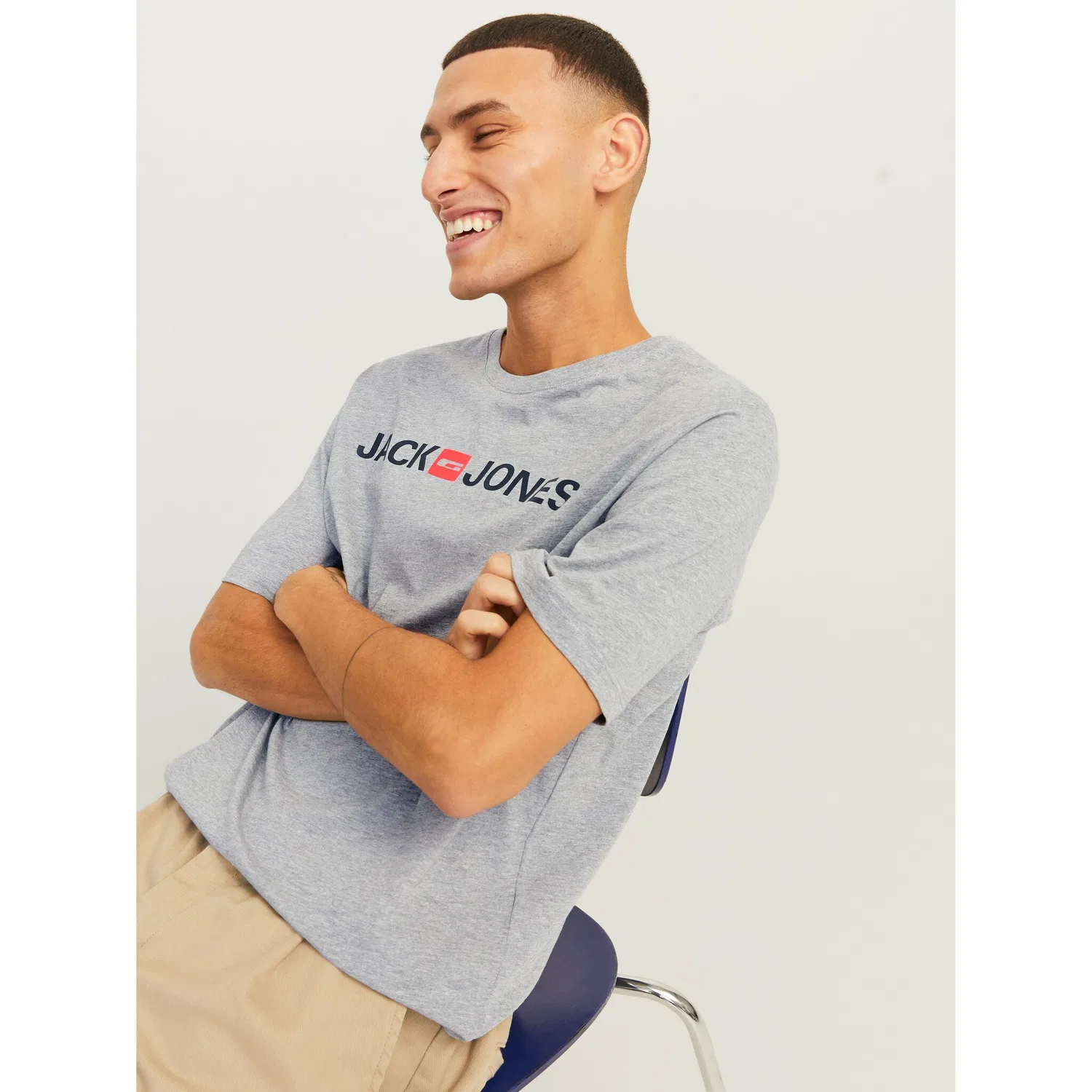 Детская футболка с принтом Jack & Jones, Light Grey Melange — фото 2