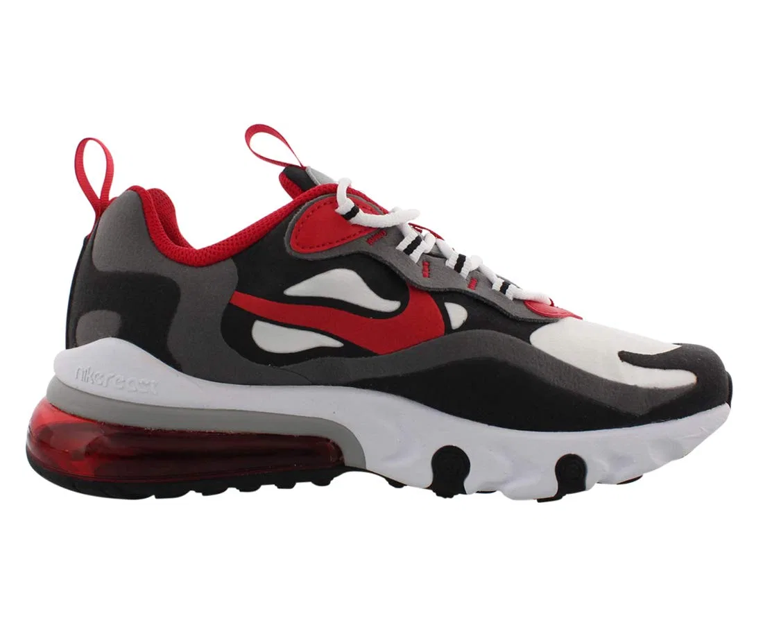 Детские кроссовки для мальчиков с амортизацией Air Max 270 React (GS) NIKE, Multicoloured Iron Grey Univ Red Black White — фото 3