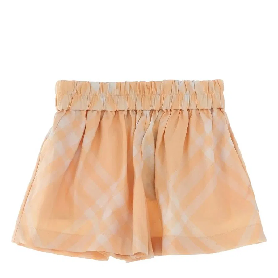 Шорты с принтом в клетку Kids Check-Print Cotton Burberry, Pastel Peach Ip Chk