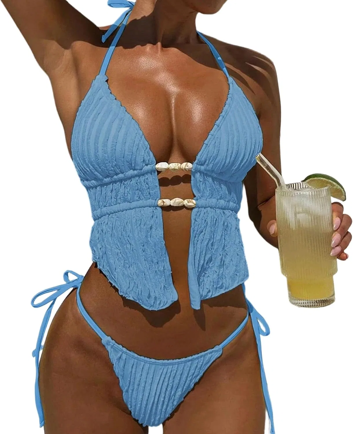 Женский бикини-комплект Cutout Sexy Comfy, Light Blue