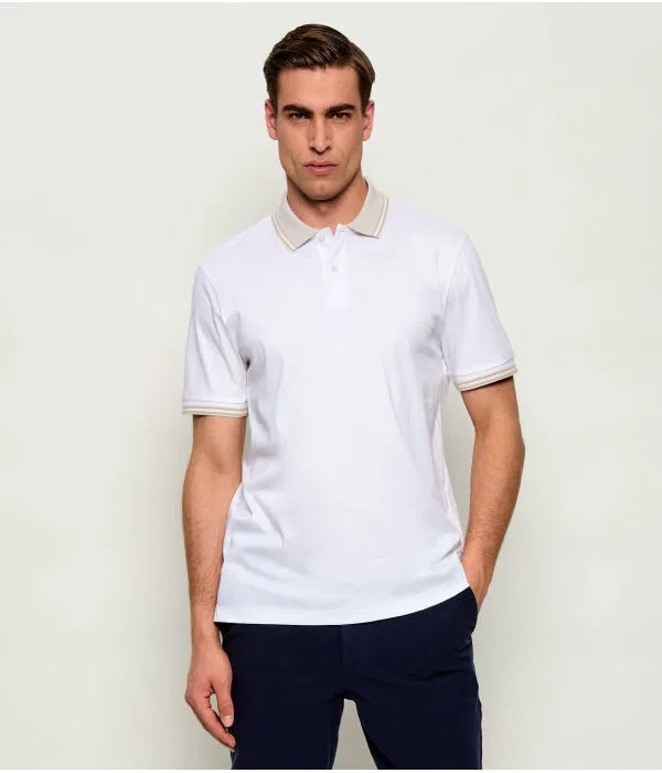 Мужское поло slim fit хлопковое H-Phillipson 238 BOSS, белый
