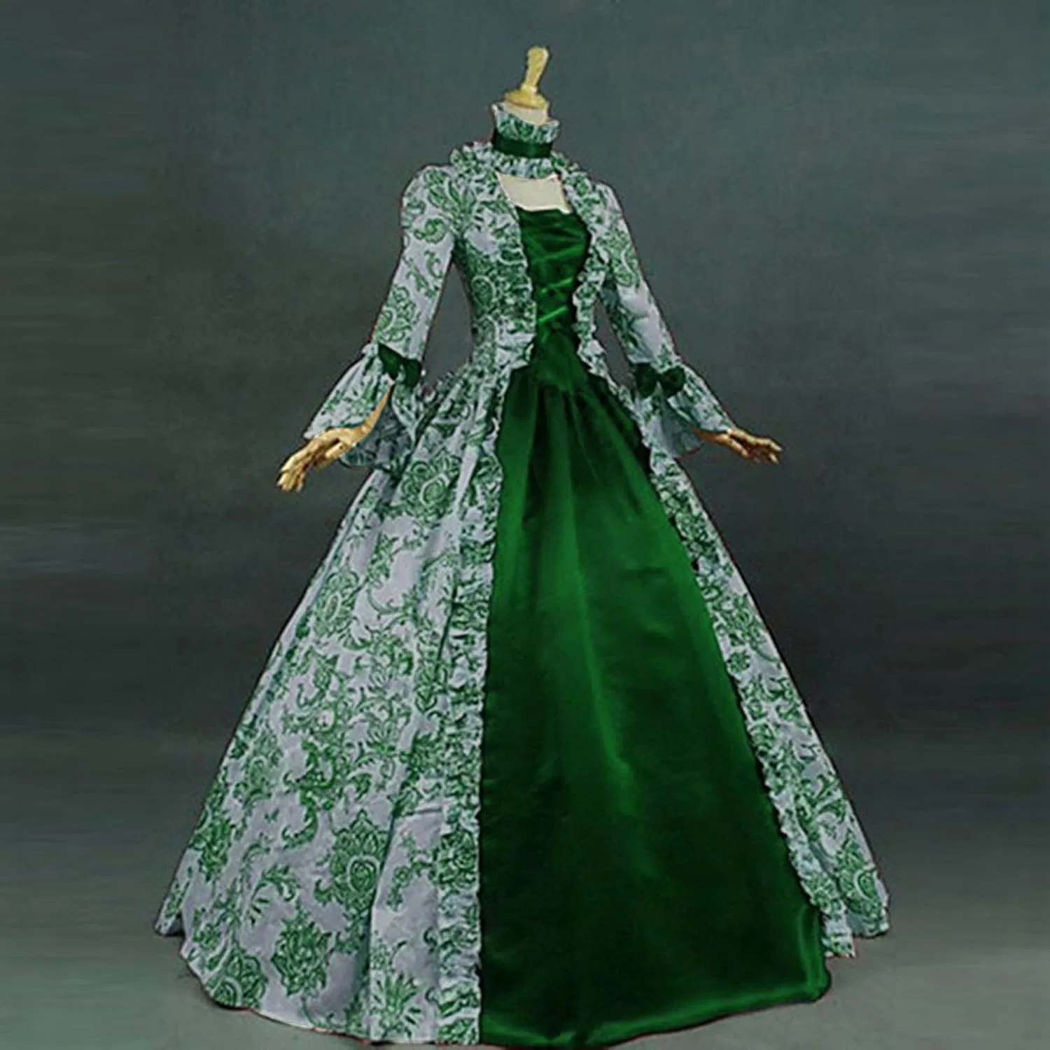 Женское средневековое бальное платье королевы Victorian, A2-army Green — фото 2