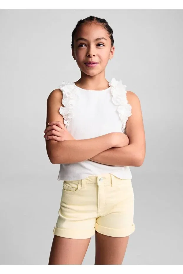 Детские шорты для девочек джинсовые Mango Kids, Pastel Yellow