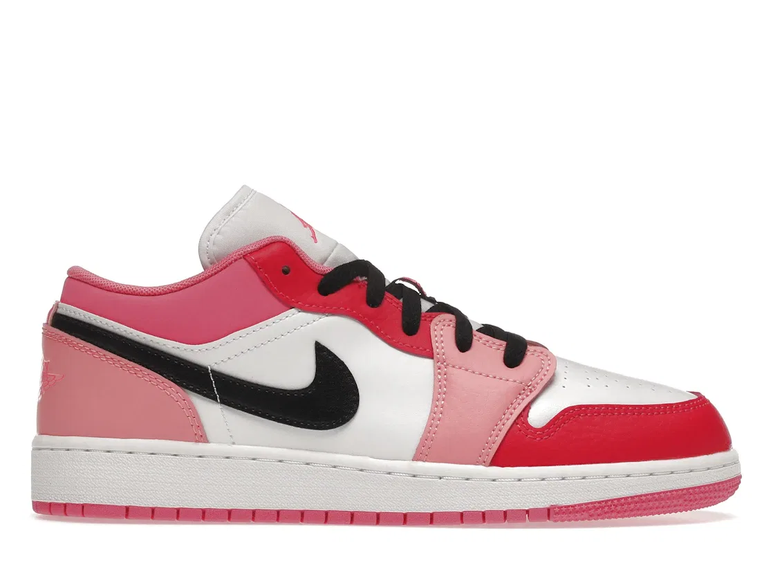 Детские кроссовки для мальчиков и девочек с кожаным верхом Jordan 1 Low, Pink/Pink-White-Black