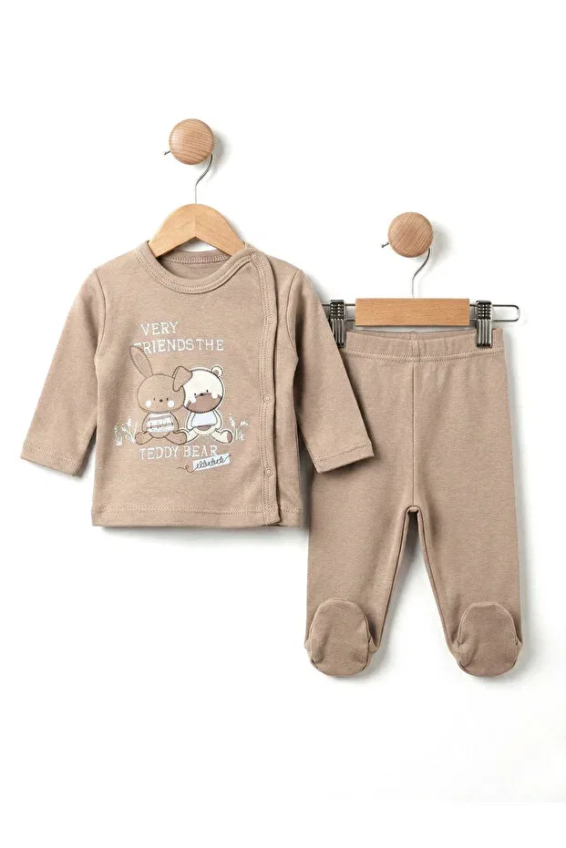 Детский комплект для новорожденных с принтом Bear Brothers Elbebek Baby, Brown — фото 2