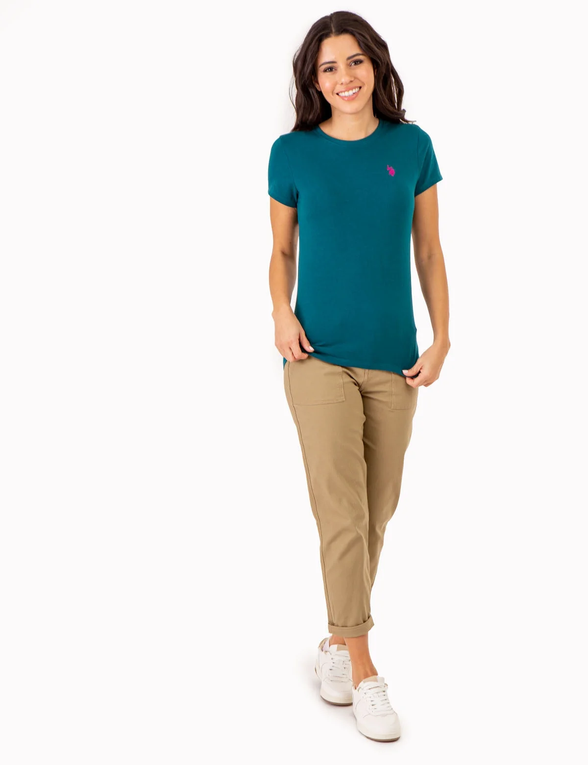 Женская футболка U.S. Polo Assn. Crew Neck, темно-бирюзовый — фото 3