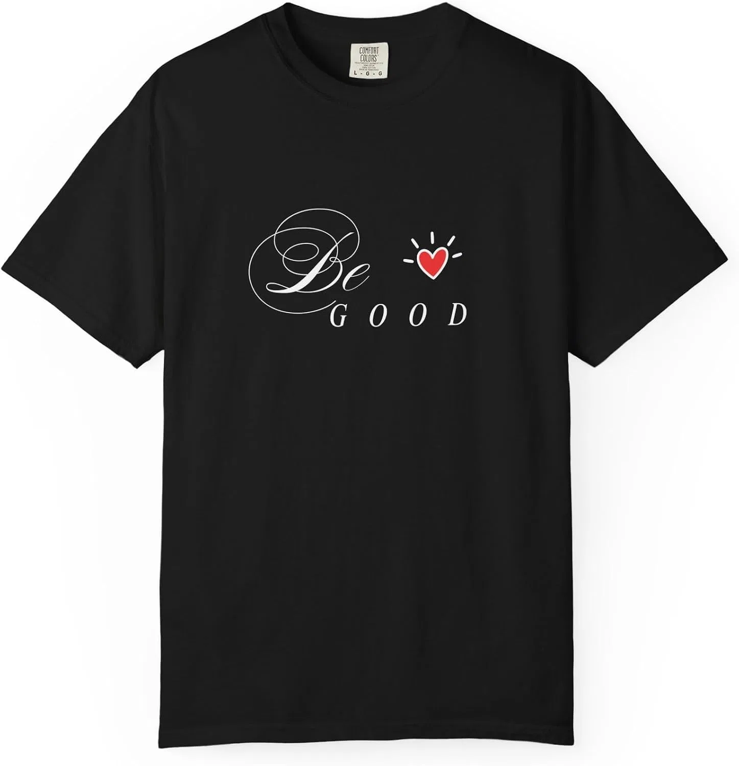 Футболка с надписью Be Good Heart Comfort Colors, Black