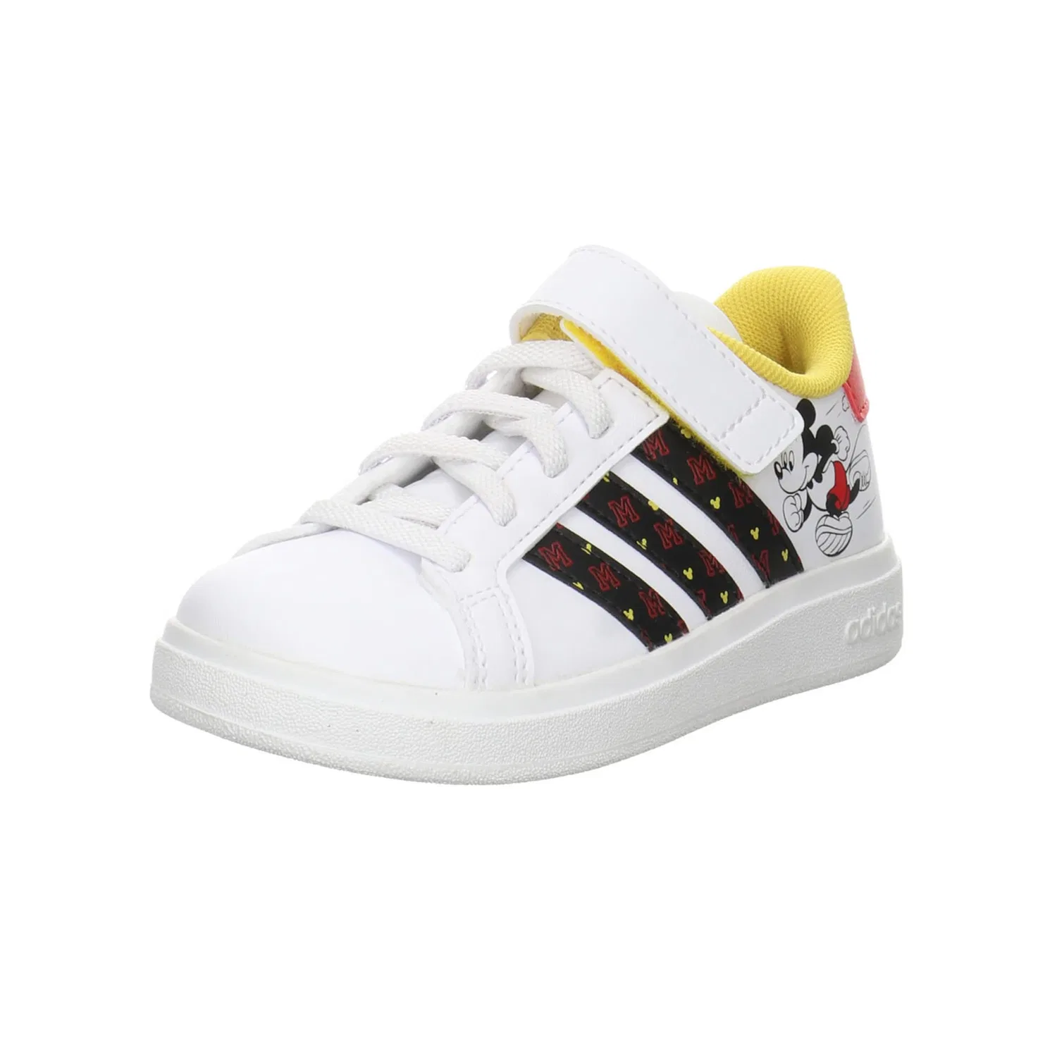 Детские кроссовки для мальчиков с принтом Grand Court Mickey El K Adidas, White Black