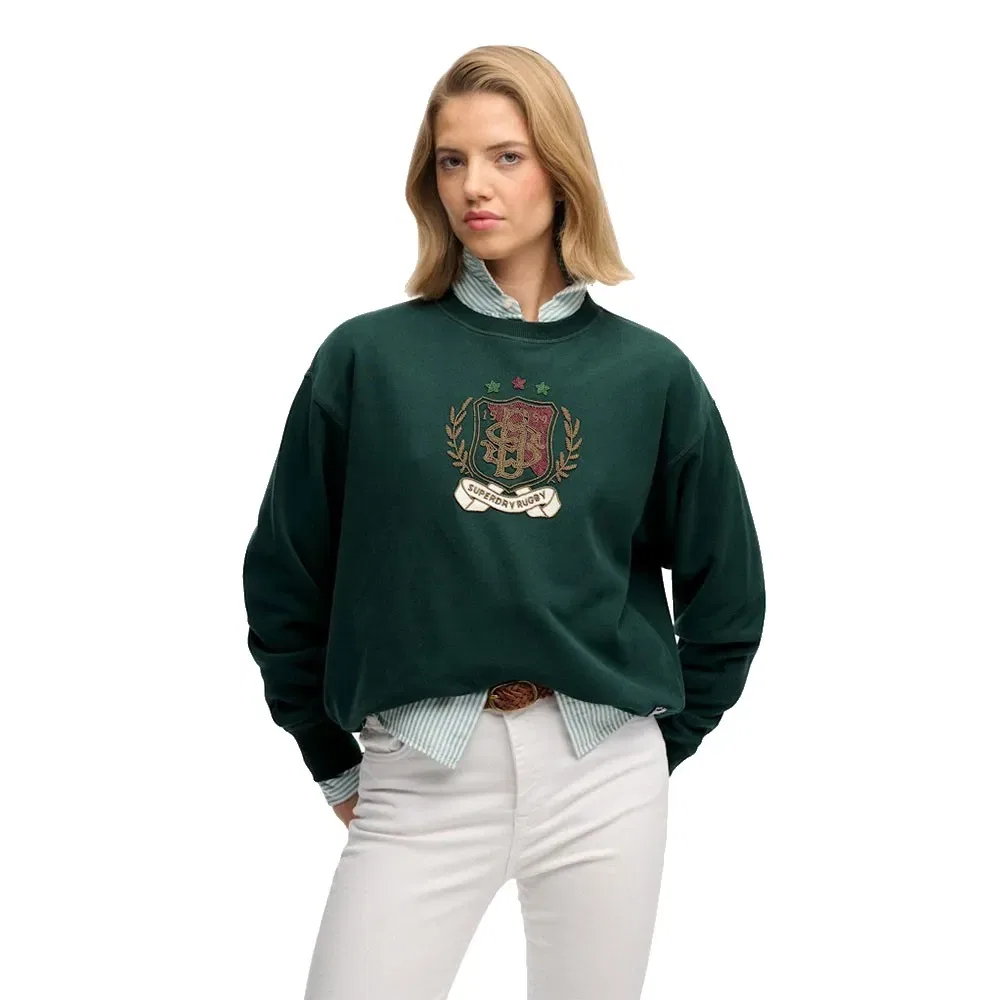 Свитшот свободного кроя Crest Loose Crew Superdry, зеленый